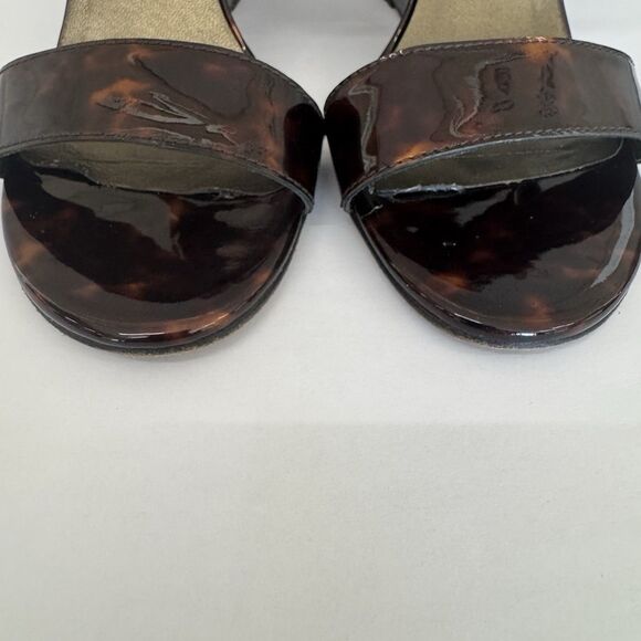 Stuart Weitzman Patent Leather Tortoise High Wedge Heel Sandals Women 10 M - Picture 11 of 16